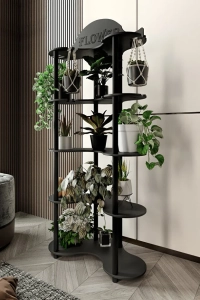 MİMOSA ÇİÇEKLİK SAKSILIK ÇOK AMAÇLI RAFI SİYAH